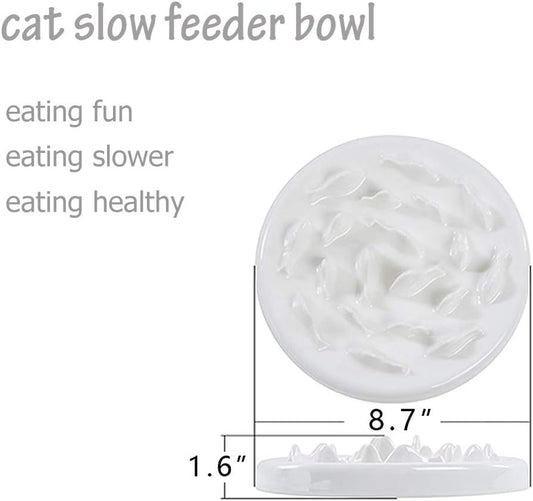 Lorde Slow Feeder Cat Bowls, Ceramic Fun Slow Feed Interactive Bloat Stop Puzzle Cat Bowl Healthy Eating Diet Pet Dog Slow Feeding Bowls…
