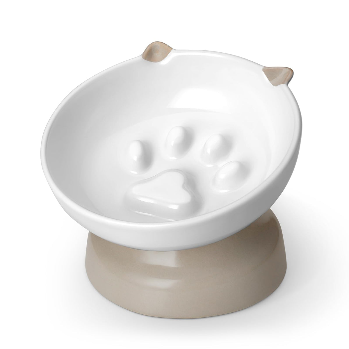 vancasso Slow Feeder Cat Bowls, Ceramic Elevated Slow Feeder Cat Bowls, Raised Food Bowl for Wet Food (Black)