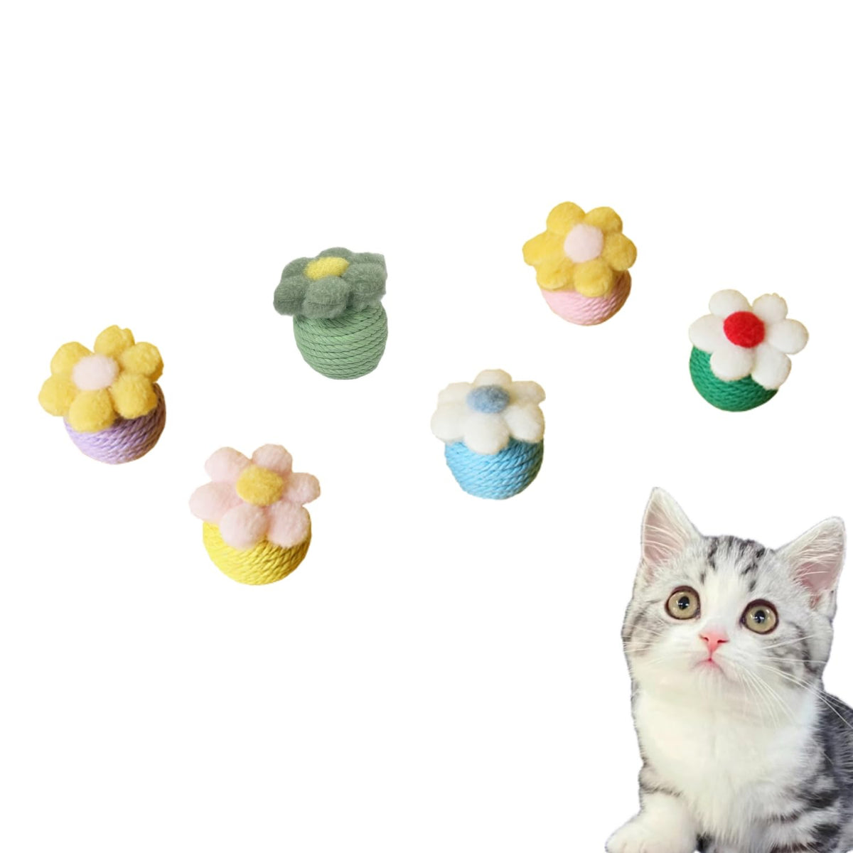 Cat Toy Sisal Ball Hanging Cat Toy Handmade Cat Rope Ball Chew Eco-Friendly Toy Pets Interactive Toy Cat Toys for Indoor Cats (Original Color, 1pcs)