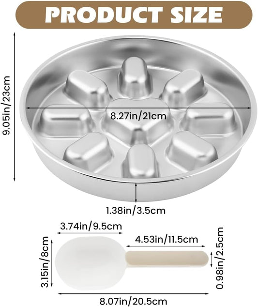 Slow Feeder Dog Bowls with Measuring Spoon, Stainless Steel Slow Feed Pet Bowl with Non-Slip Mat, Metal Feeder Dog Bowl for Small, Medium, Large Dogs to Slows Down Eating