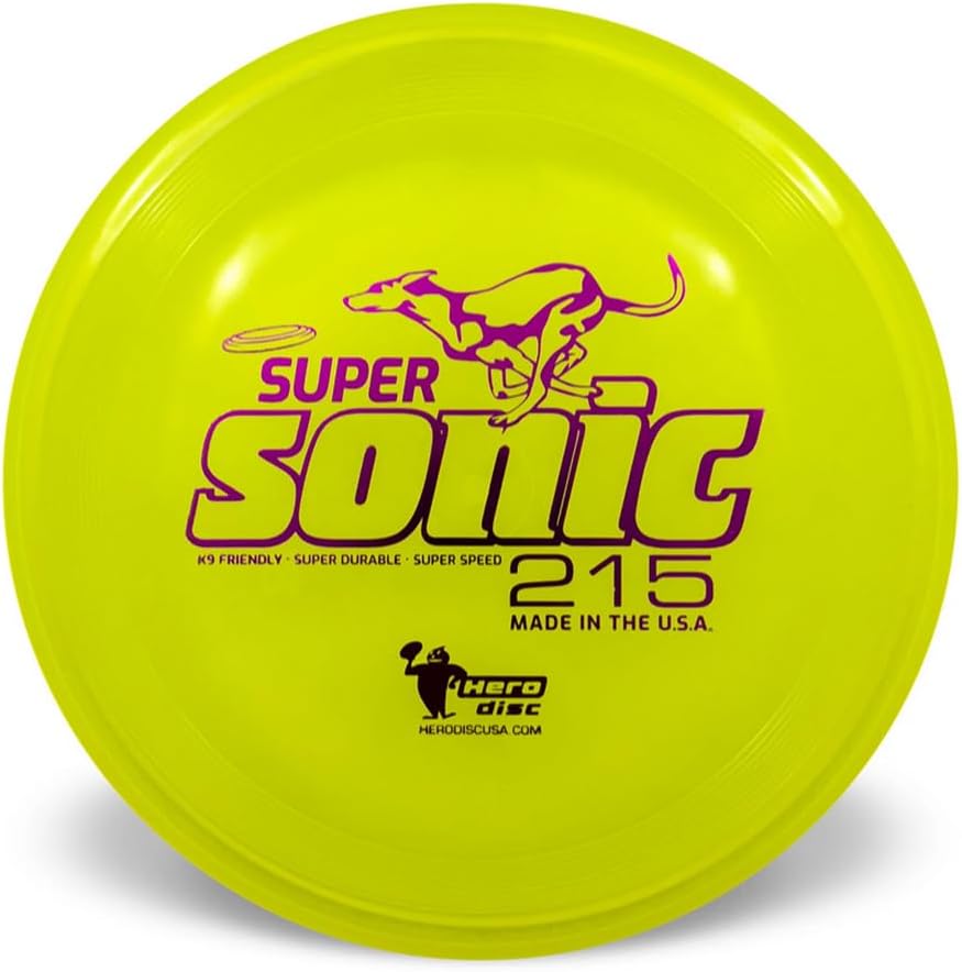 Hero Disc USA Hero SuperSonic 215 K9 Candy Plastic Dog Frisbee, Outdoor Dog Toy and Pet Frisbee, Puncture Resistant Dog Flying Disc