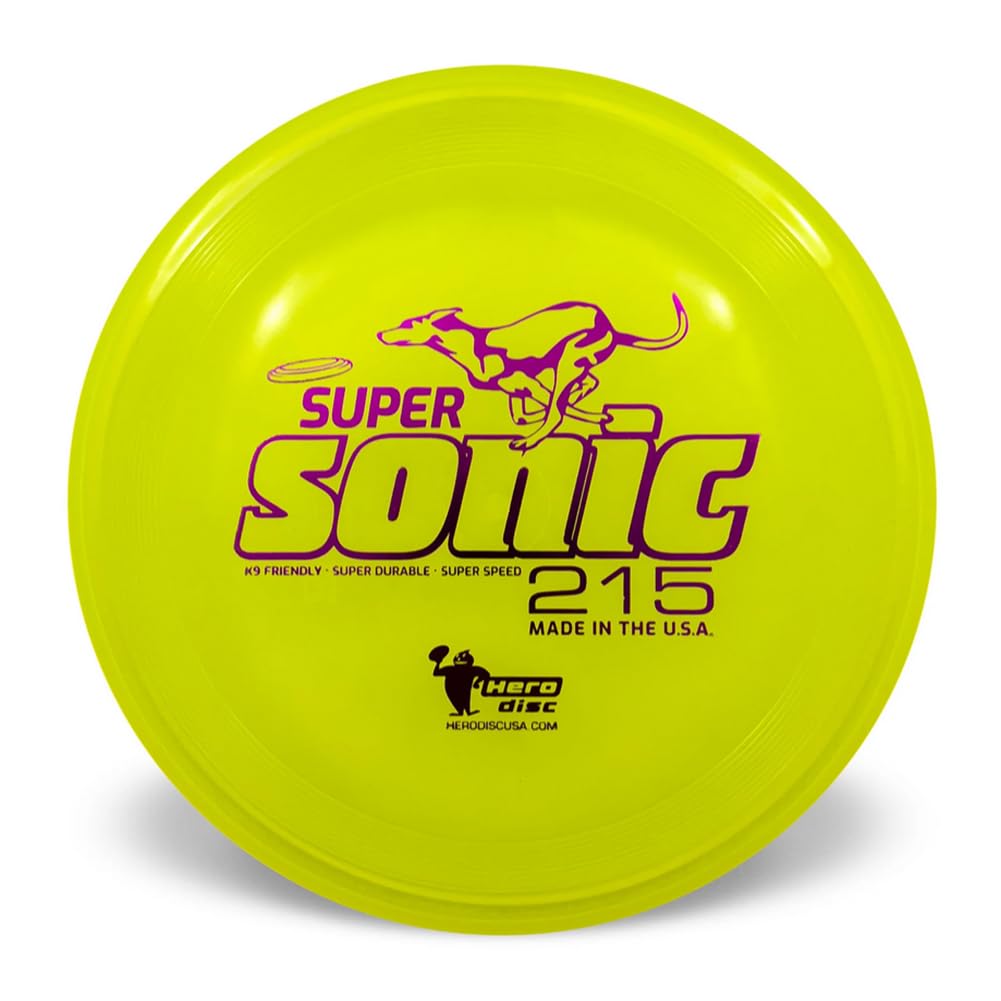 Hero Disc USA Hero SuperSonic 215 K9 Candy Plastic Dog Frisbee, Outdoor Dog Toy and Pet Frisbee, Puncture Resistant Dog Flying Disc