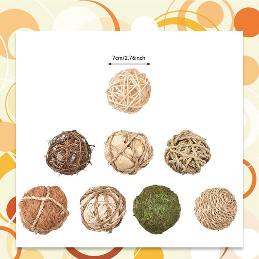 Decorative Filler Balls for Centerpiece 8PCS, Decorative Wicker Rattan Balls Natural Tones Vase & Bowl Fillers Decorative Balls for Home Tabletop Decor Garden Wedding