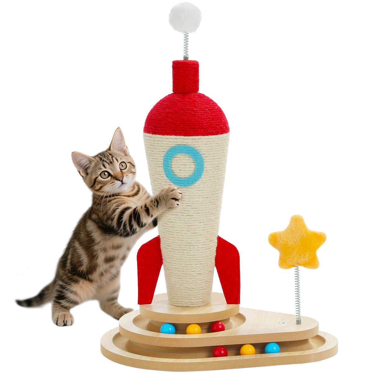 PETEPELA Mushroom Cat Scratching Post for Kittens & Small Cats, Brown
