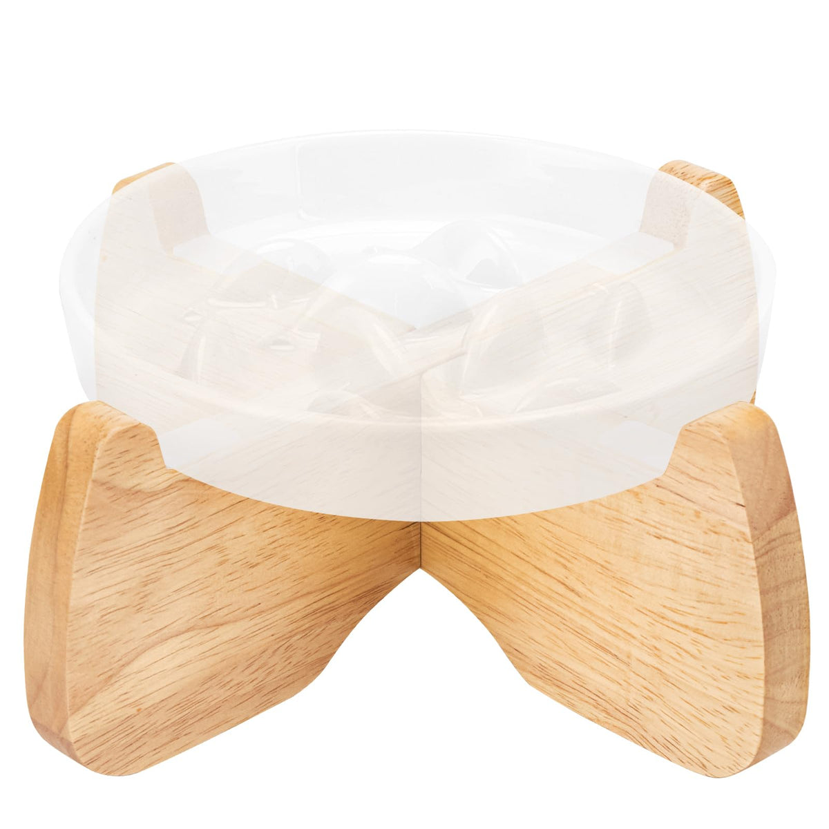 Ceramic Slow Feeder Cat Bowl 6.3" Wide (White)