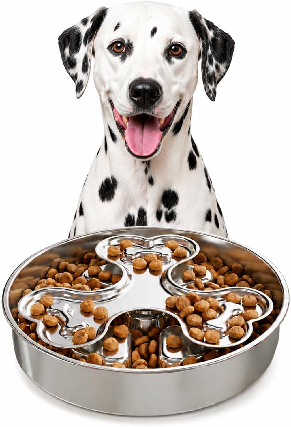Kactoily 304 Stainless Steel Slow Feeder Dog Bowls, 2.5 Cups Capacity