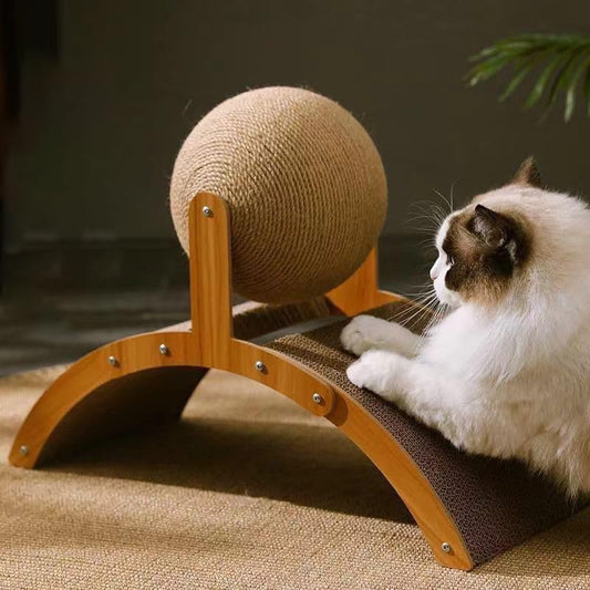 Cat Scratching Ball on Stand: Scratch Pad for Cats with 360° Rotating Sisal Ball - Wobble Ball Cat Scratcher Cat Bridge for Indoor Home Protects Furniture Rugs (1pcs)