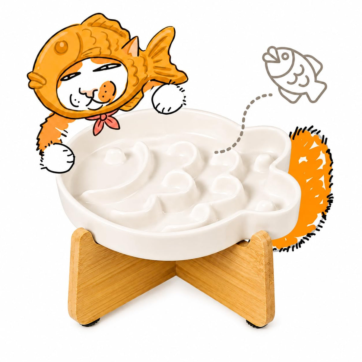 Ceramic Cat Slow Feeder Bowl, Shallow Whisker Friendly Cat Plate for Dry and Wet Food, Puzzle Feeder for Slow Eating, Helps Reduce Vomiting, Microwave & Dishwasher Safe(Green)