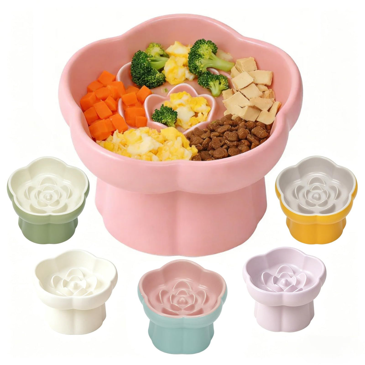 Ceramic Raised Slow Feeder Cat Bowl,Cat Slow Feeder,