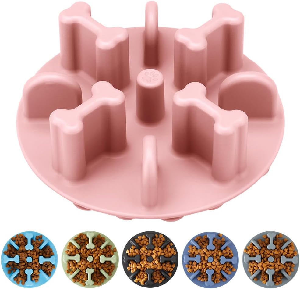 Slow Feeder Dog Bowls Insert, Animire Soft Silicone Anti-Choking Puzzle Anti-Slip Slow Down Eating Feeder Insert, Compatible with Regular Elevated Dog Bowls
