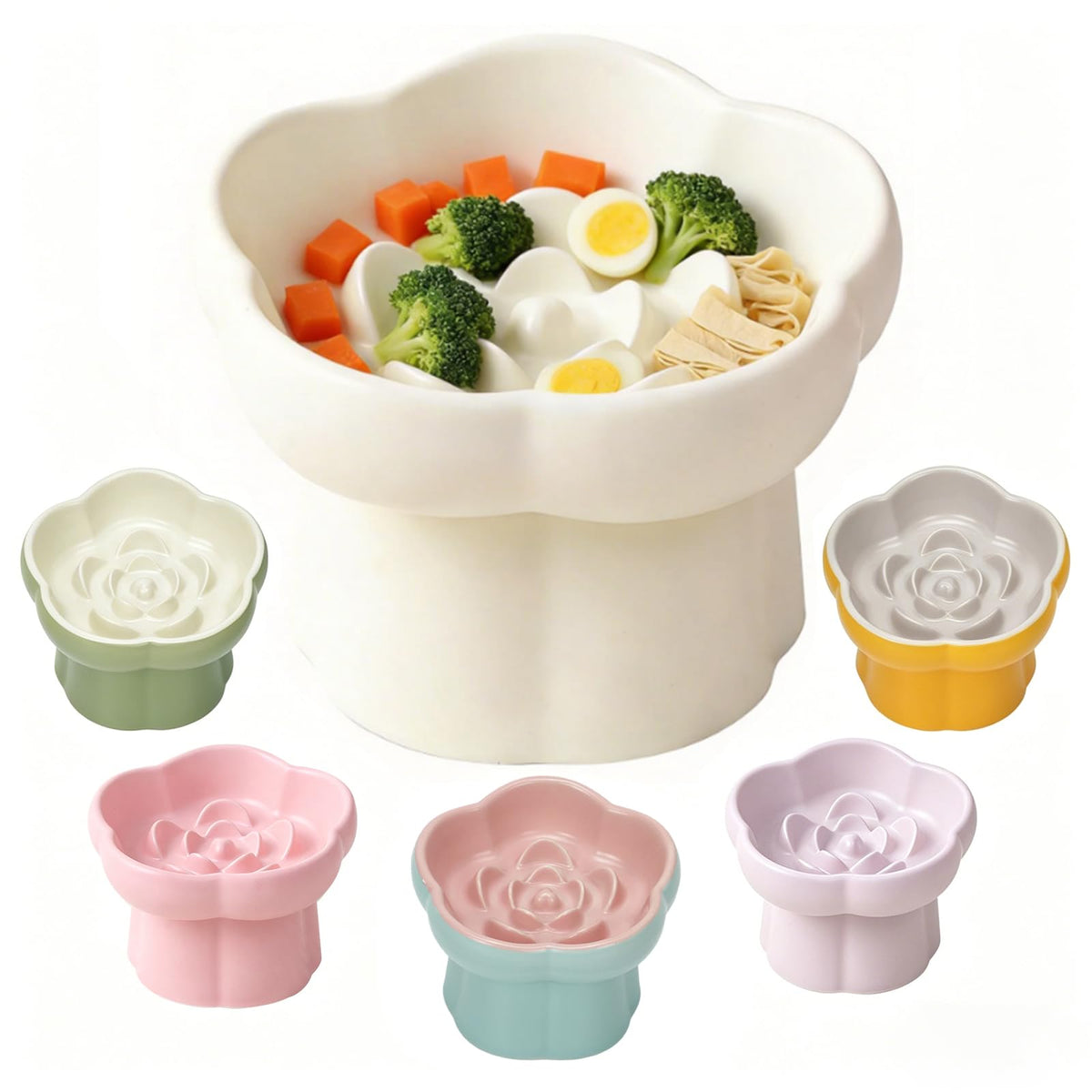 Ceramic Raised Slow Feeder Cat Bowl,Cat Slow Feeder,