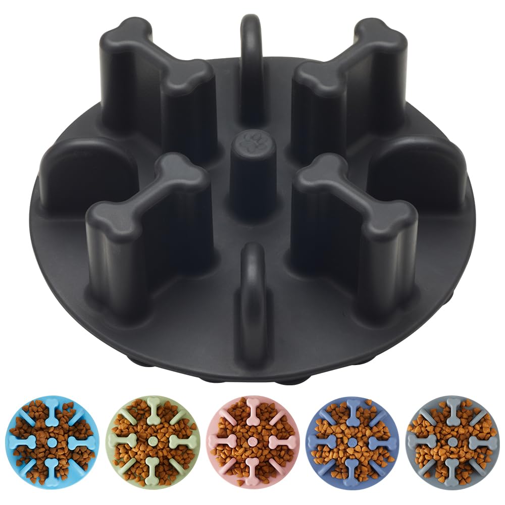 Slow Feeder Dog Bowls Insert, Animire Soft Silicone Anti-Choking Puzzle Anti-Slip Slow Down Eating Feeder Insert, Compatible with Regular Elevated Dog Bowls