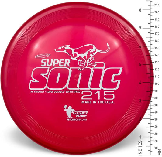 Hero Disc USA Hero SuperSonic 215 K9 Candy Plastic Dog Frisbee, Outdoor Dog Toy and Pet Frisbee, Puncture Resistant Dog Flying Disc