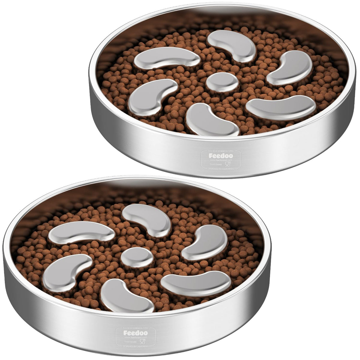 Feedoo Slow Feeder Dog Bowl-1Cup for Small Puppy, Double-Layer 304 Stainless Steel Puzzle Bowl, Anti-Choking for Fast Eaters, Heavy-Duty Non-Slip Base, Dishwasher Safe