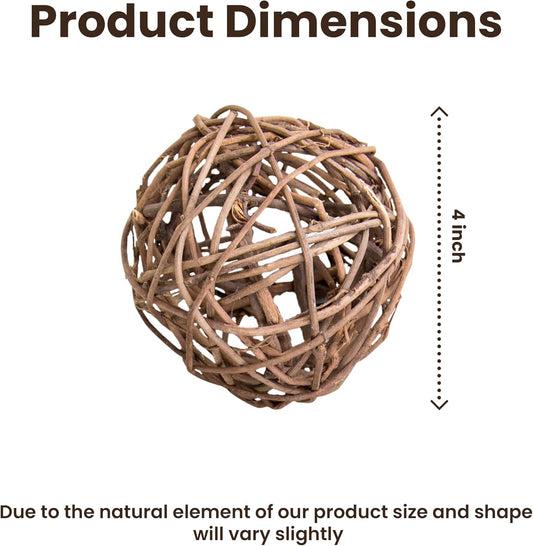 6Natural Vine Balls, 4 inch Dried Wicker Rattan Balls, Pack of 6 Decorative Sphere Orbs for Party Wedding, and Home Décor Vase Fillers for Centerpieces
