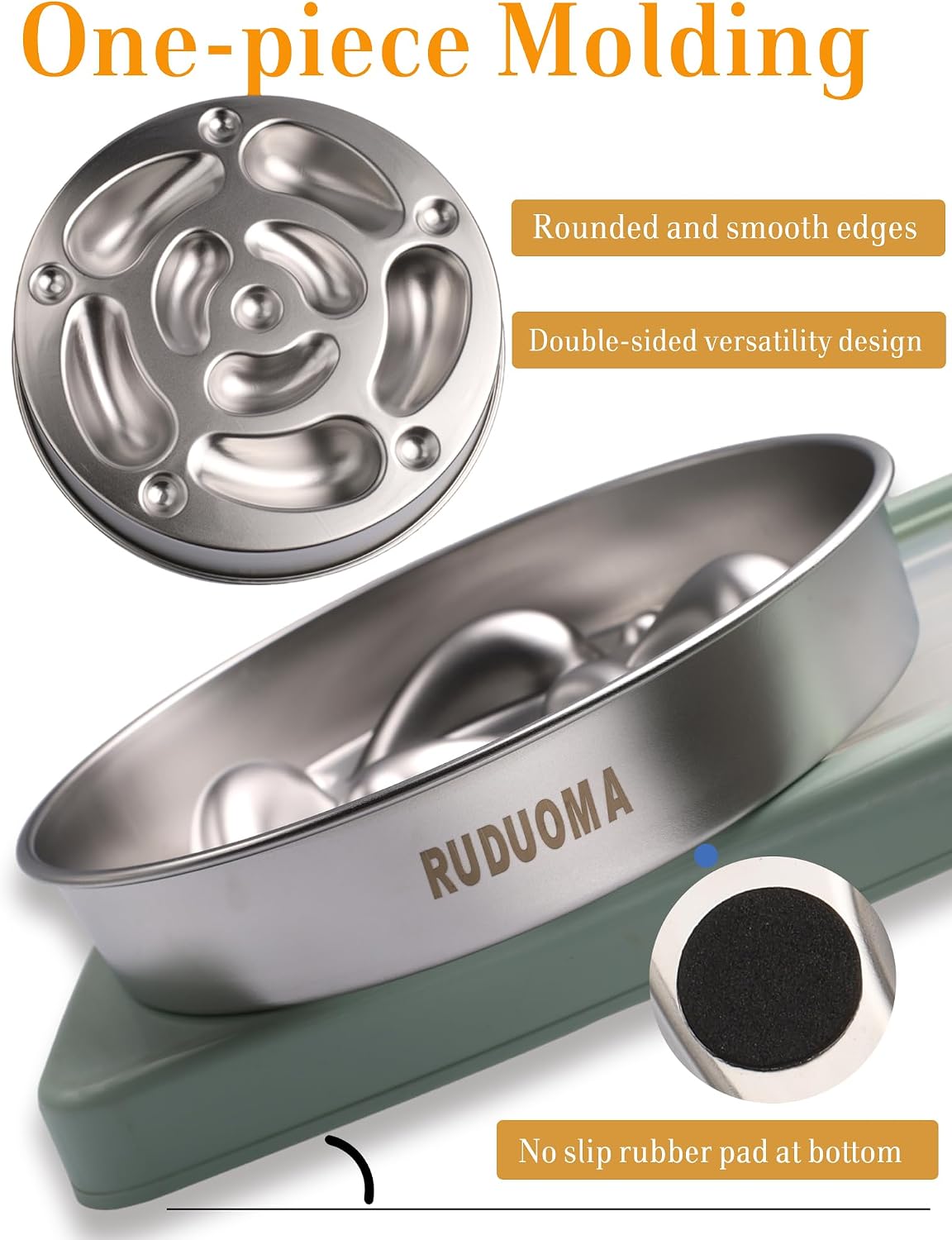 Stainless Steel Slow Feeder Dog Bowls, Flat Faced Short Snout Dogs