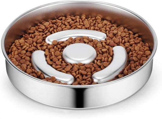 AIPERRO Stainless Steel Slow Feeder Dog Bowl | Metal Dog Food Bowls
