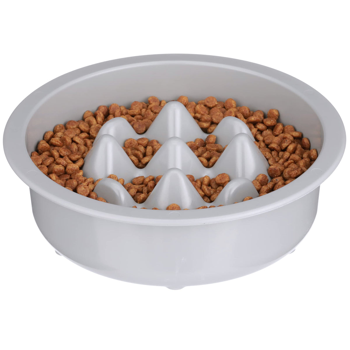 The Niner Slow Feed Bowl - Raised Peaks Slow Down Pets Eating - Fits Elevated Feeders Including Neater Feeder Large Sizes - Gentle on Teeth and Gums - Holds up to 2 Cups (Gunmetal Grey)