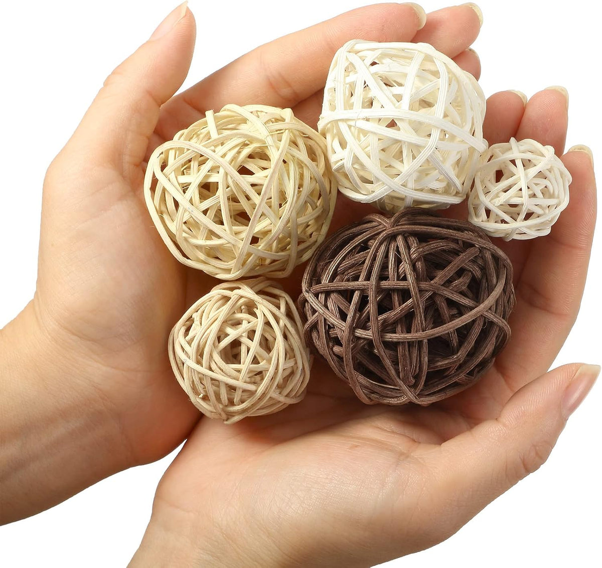 Patelai 72 Pcs Wicker Rattan Balls, Vase Bowl Fillers, Boho Neutral Set