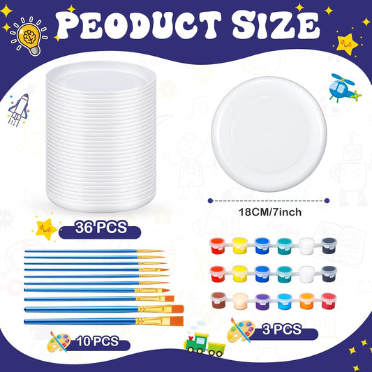 Tenceur 36 Pcs White DIY Plastic Flying Disks Bulk 7 Inch