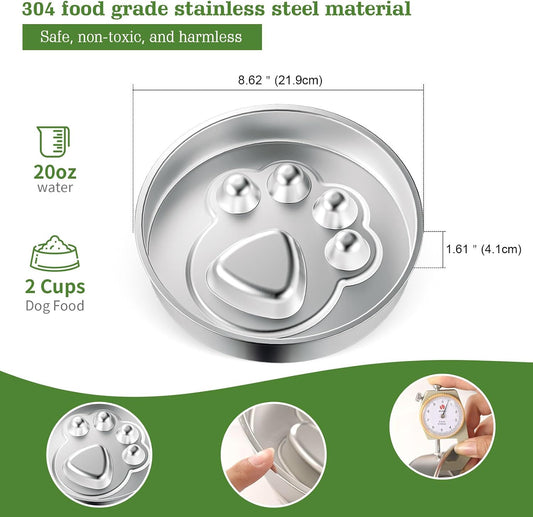 Stainless Steel Slow Feeder Dog Bowls – Non-Slip Metal Dog Bowl for Large & Medium Breeds, Puppy Puzzle Feeder – 2 Cup Capacity for Small to Big Pets – Durable Slow Feed Dog & Cat Food Dish