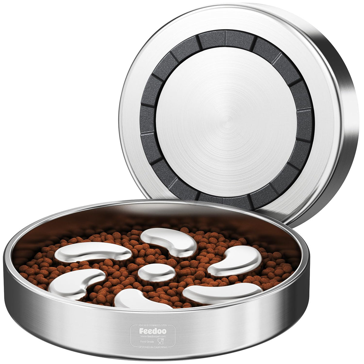 Feedoo Slow Feeder Dog Bowl-1Cup for Small Puppy, Double-Layer 304 Stainless Steel Puzzle Bowl, Anti-Choking for Fast Eaters, Heavy-Duty Non-Slip Base, Dishwasher Safe