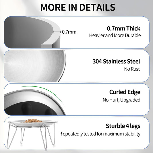 WROSWT Elevated Cat Bowls, 304 Stainless Steel Raised Cat Dishes, Extra Wide Shallow Cat Bowl for Whisker Fatigue Relief & Flat-Faced Breeds, Anti-Vomiting Kitten Feeder with Detachable Stands, 2 Set