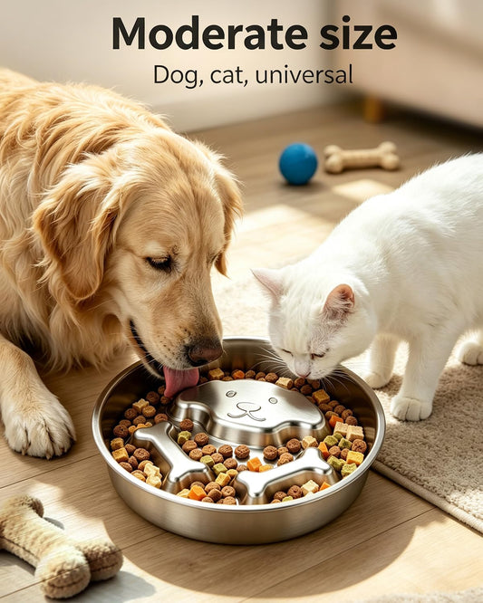 Stainless Steel Dog Slow Feeder Food Bowl