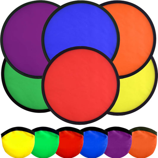 30 Pieces Foldable Flying Disc Fans with Bag Folding Pocket Toy Set for Kids Fun Birthday Party Favors Summer Outdoor Activity Game Halloween Christmas, 6 Colors (Colorful 1)