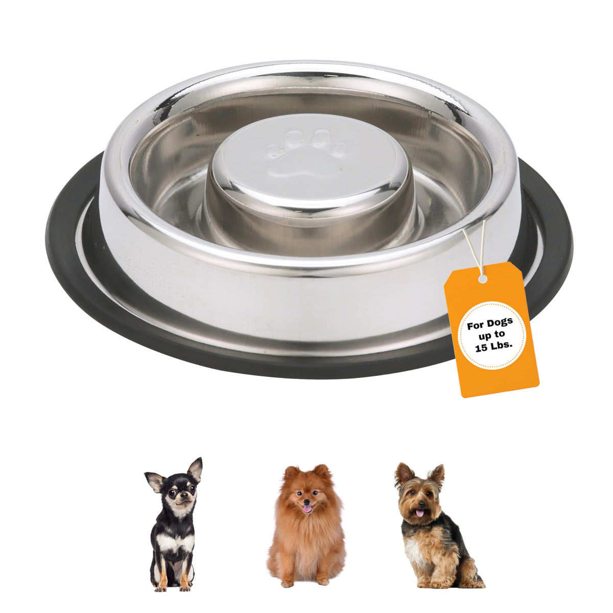 Neater Pet Brands Stainless Steel Slow Feed Dog Bowl for Fast Eating Small Breeds, Metal Slow Feeder Dog Bowl Fits in Cat & Small Neater Feeders, for Puppy or Dogs (< 15 lbs), 3/4 Cup Food Capacity