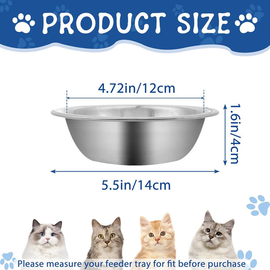 ZUFECY 2-Pack Cat Bowls, 5.5'' Stainless Steel Cat Bowl, Pet Food & Water Dishes, Non-Tip and Easy Clean Kitten Bowls for Small Cats, Indoor/Outdoor Use