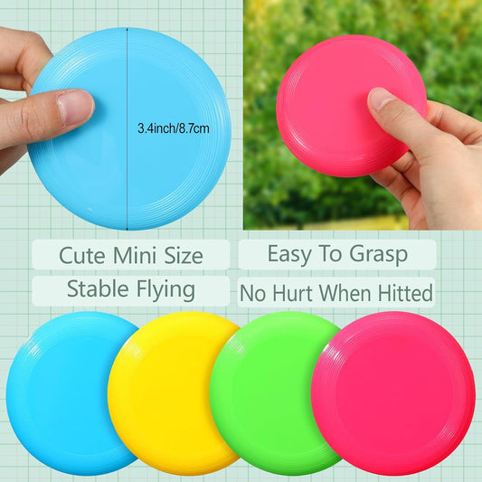 Hiboom Kids Flying Discs 3.4 Inch Mini Plastic Flying Disks Bulk