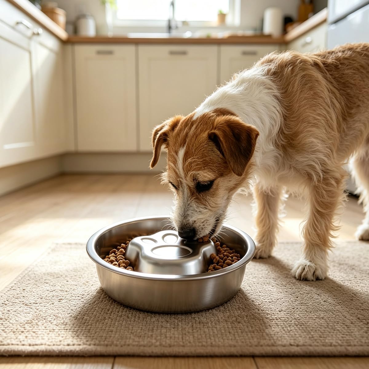Stainless Steel Slow Feeder Dog Bowls,Slow Food Bowl for Dog & Cat - 1 Cups Capacity,Paw-Shaped Design Pet Food Holder,Metal Non-Slip Lick Plate,Puzzle Maze Dish for Small Sized Breeds - 2 Pack