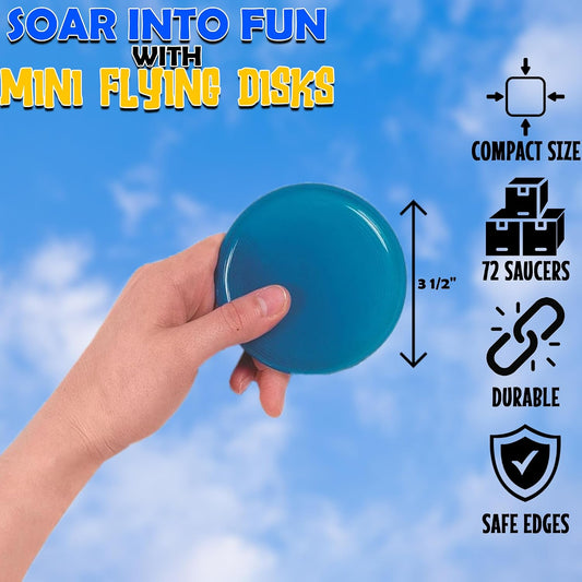 Fun Express Mini Flying Disks (Bulk Set of 72 Saucers) Outdoor Toys for Kids