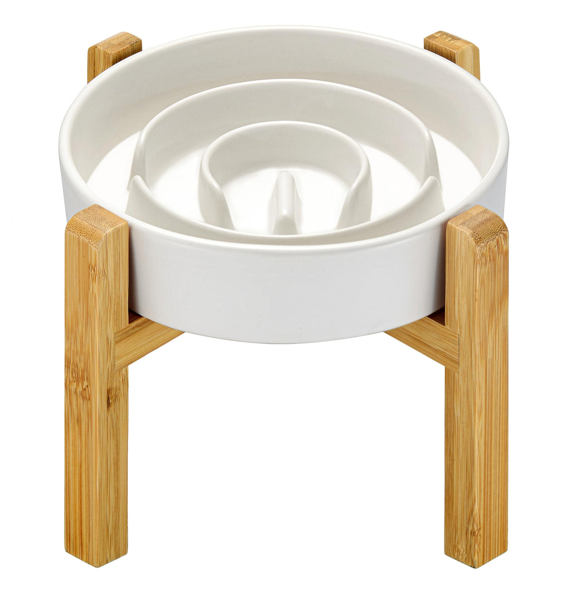 Ceramic Slow Feeder Dog Bowls, 2.0 Cups Slow Feeder for Medium Dogs, Puzzle Maze Bowl to Slow Down Eating, 30oz, 8in, White