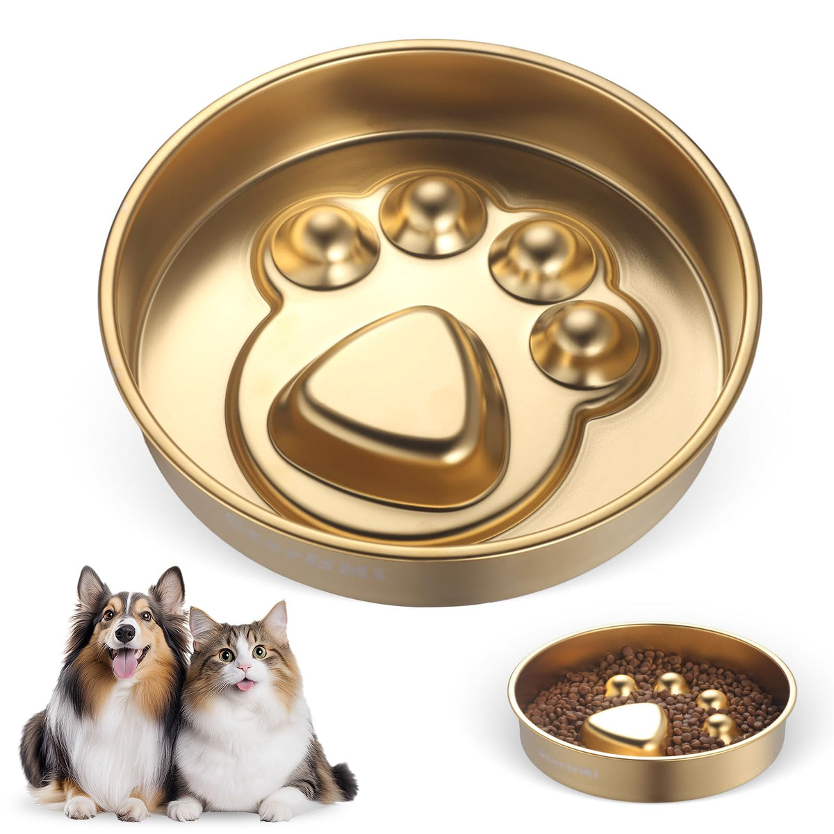Stainless Steel Slow Feeder Dog Bowls – Non-Slip Metal Dog Bowl for Large & Medium Breeds, Puppy Puzzle Feeder – 2 Cup Capacity for Small to Big Pets – Durable Slow Feed Dog & Cat Food Dish