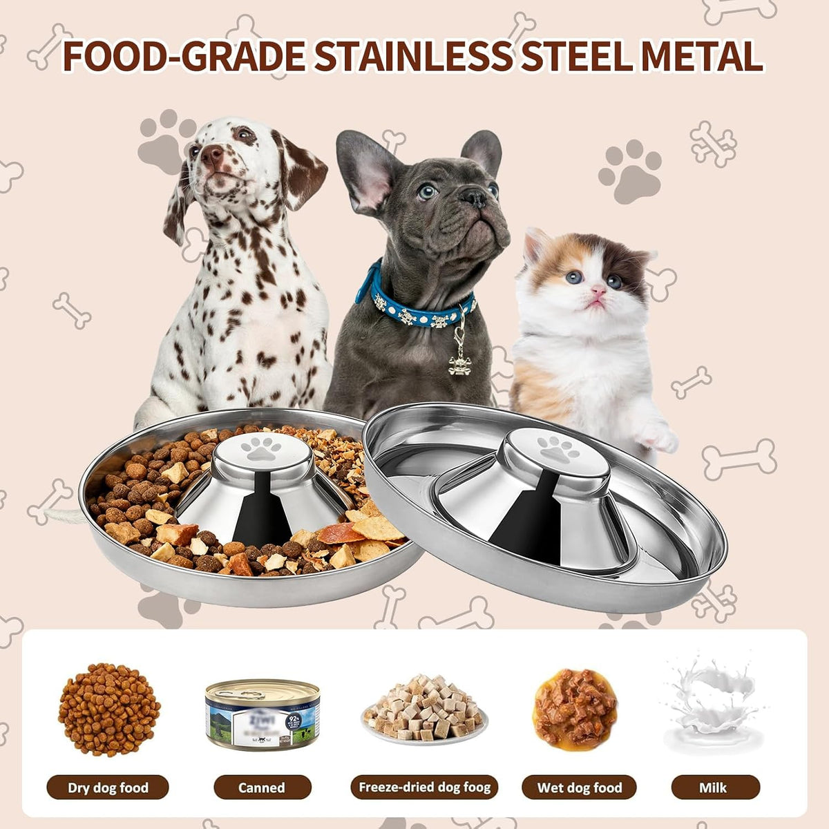 Stainless Steel Dog Bowls, Thickened Durable Replacement Bowls