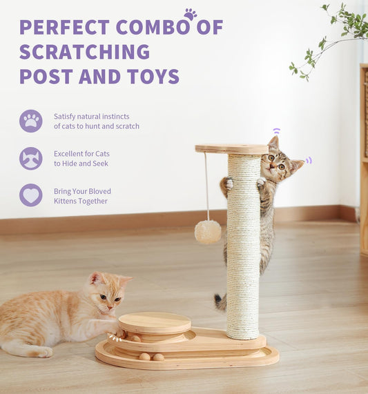 Made4Pets Kitten Toy Scratching Post for Indoor Cats with Ball Track