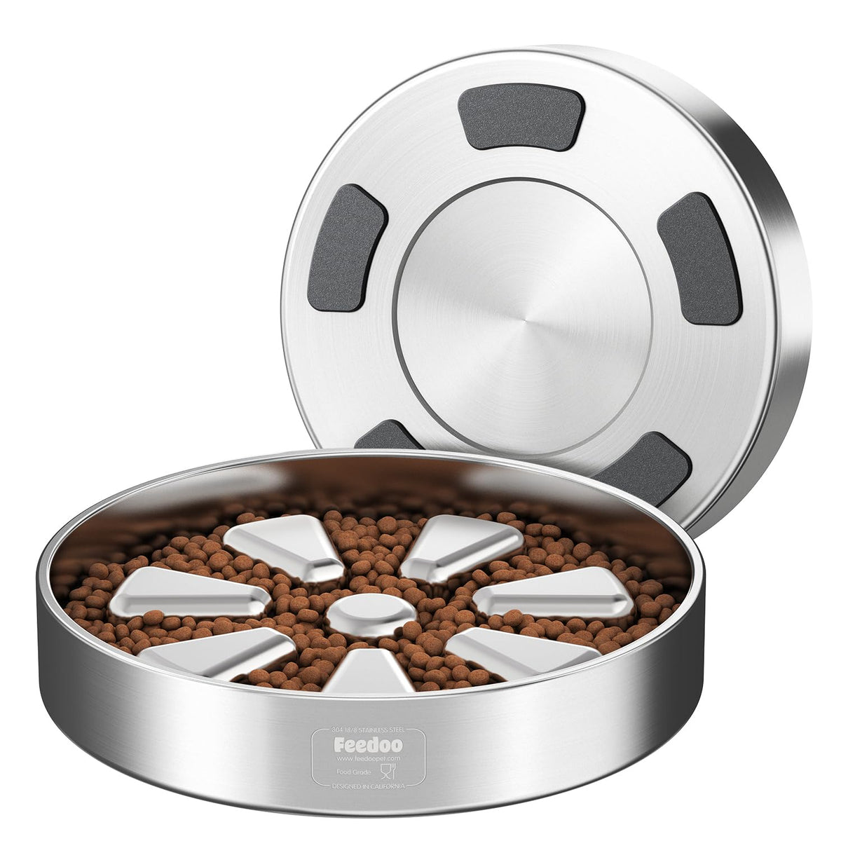 Feedoo Slow Feeder Dog Bowl-1Cup for Small Puppy, Double-Layer 304 Stainless Steel Puzzle Bowl, Anti-Choking for Fast Eaters, Heavy-Duty Non-Slip Base, Dishwasher Safe