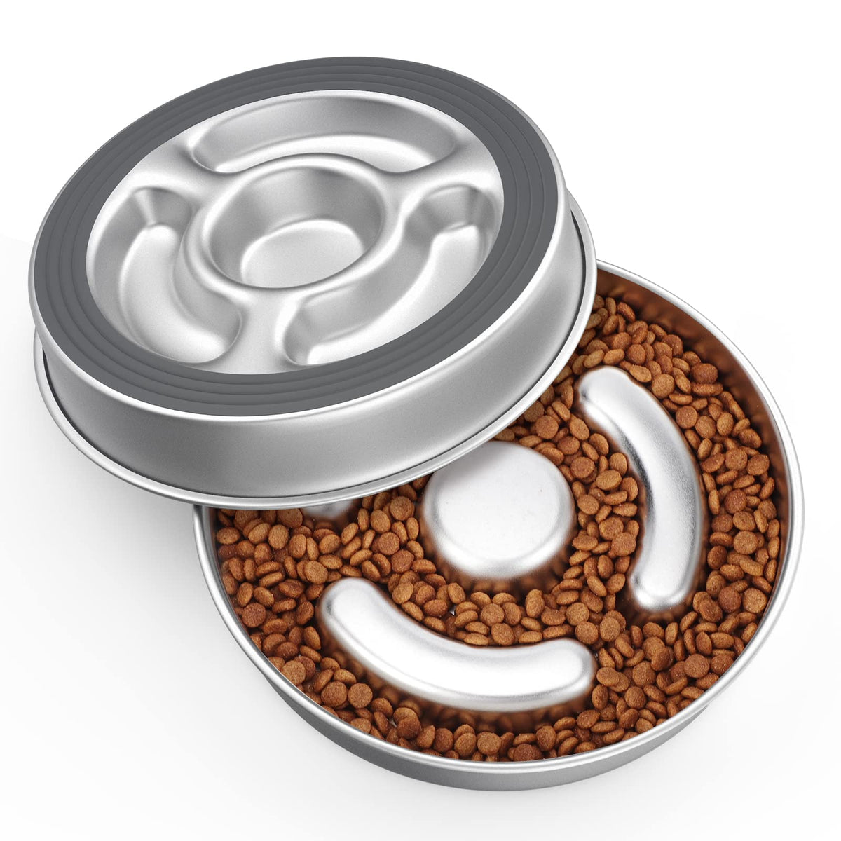 AIPERRO Stainless Steel Slow Feeder Dog Bowl | Metal Dog Food Bowls