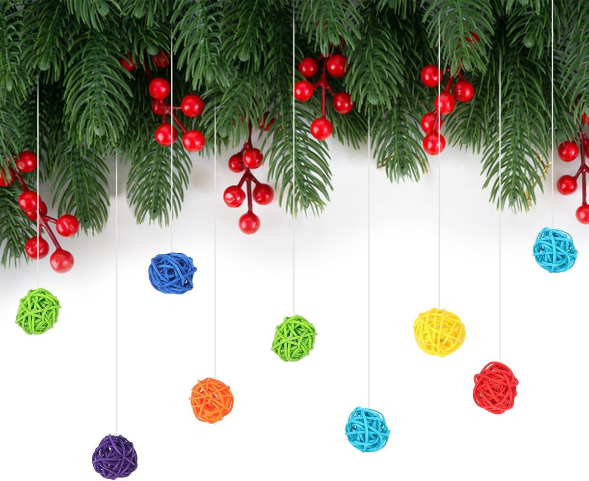100 PCS 1.2 inch Coloured Decorative Wicker Rattan Balls, Wicker Dried Vine Balls for Party Wedding, Table Decoration and Home Décor