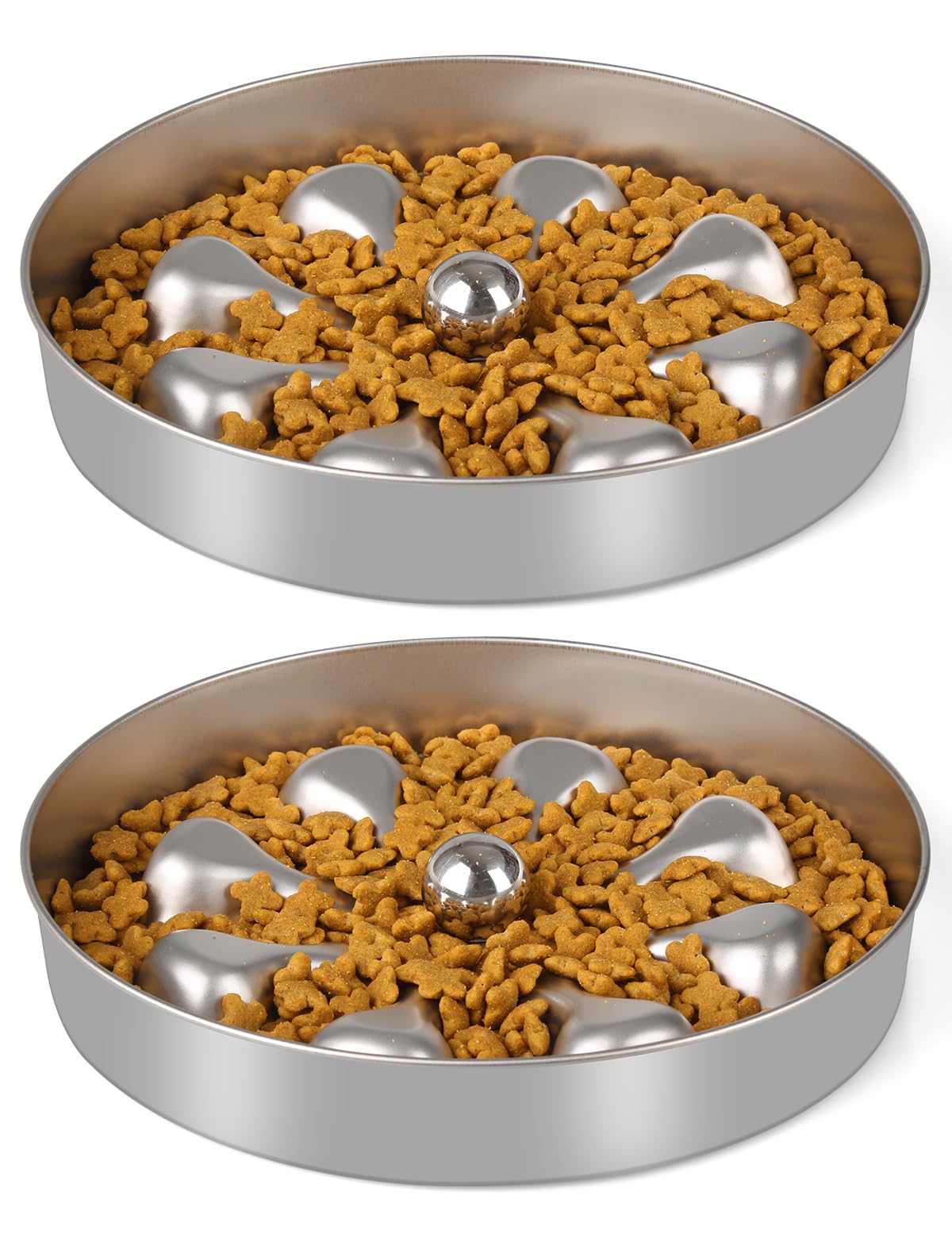 Slow Feeder Dog Bowls – Stainless Steel Non-Slip Metal Bowl for Slow Feeding, 5 Cups Large Capacity, Double-Sided Design for Dry, Wet, or Raw Food, Ideal for Small, Medium, Large Dogs