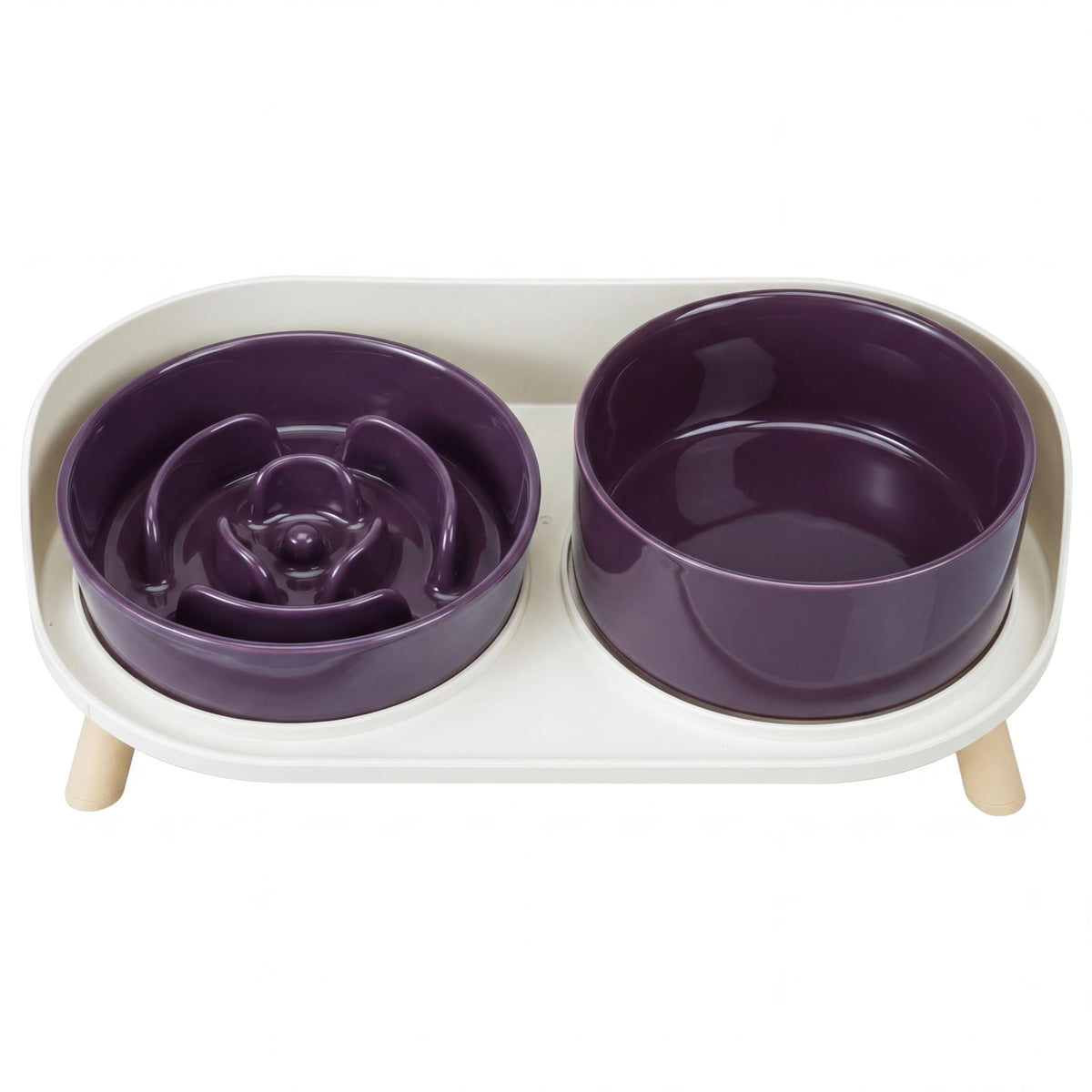 Elevated Slow Feeder Dog Bowls with Splash Proof Stand, Slow Eating 5X
