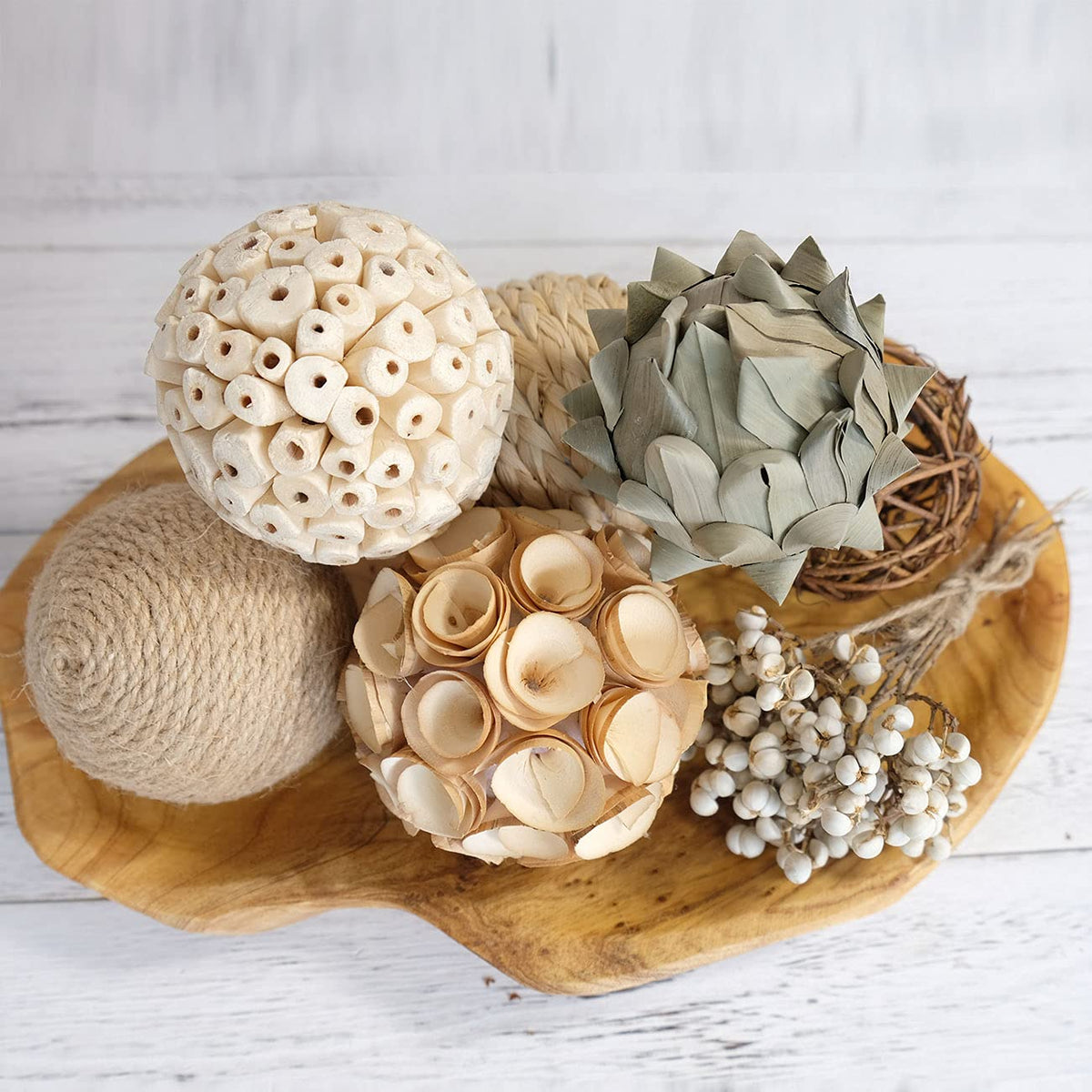 6pcs 3.5inch Woven Wicker Rattan Balls Decorative Ball Twig Orbs Green Orbs Vase Bowl Filler for Tabletop Decor