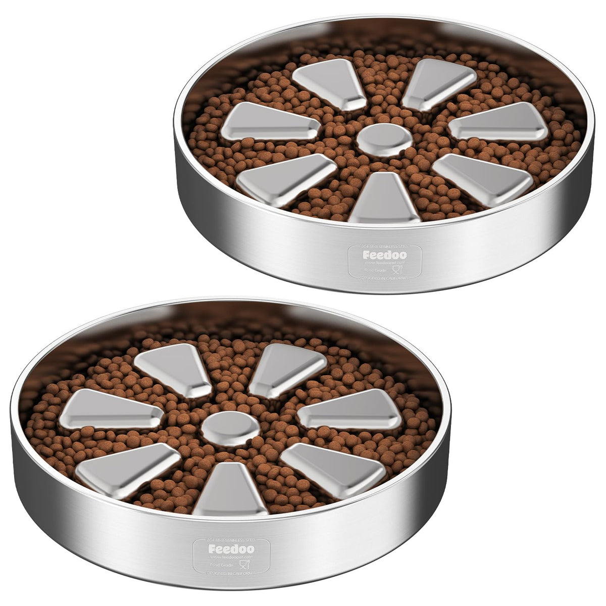 Feedoo Slow Feeder Dog Bowl-1Cup for Small Puppy, Double-Layer 304 Stainless Steel Puzzle Bowl, Anti-Choking for Fast Eaters, Heavy-Duty Non-Slip Base, Dishwasher Safe