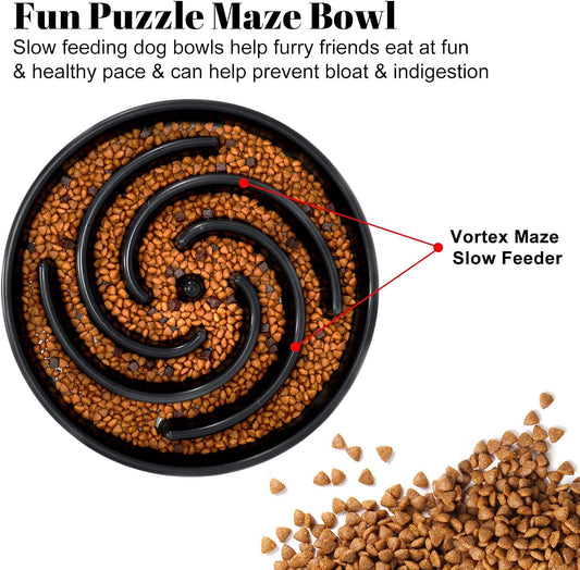 Slow Feeder Dog Bowls for Large Medium Dog Non Slip Maze Puzzle Bowl Pet Slower Food Feeding Dishes Interactive Bloat Stop Preventing Choking Healthy Dog Bowl, Black