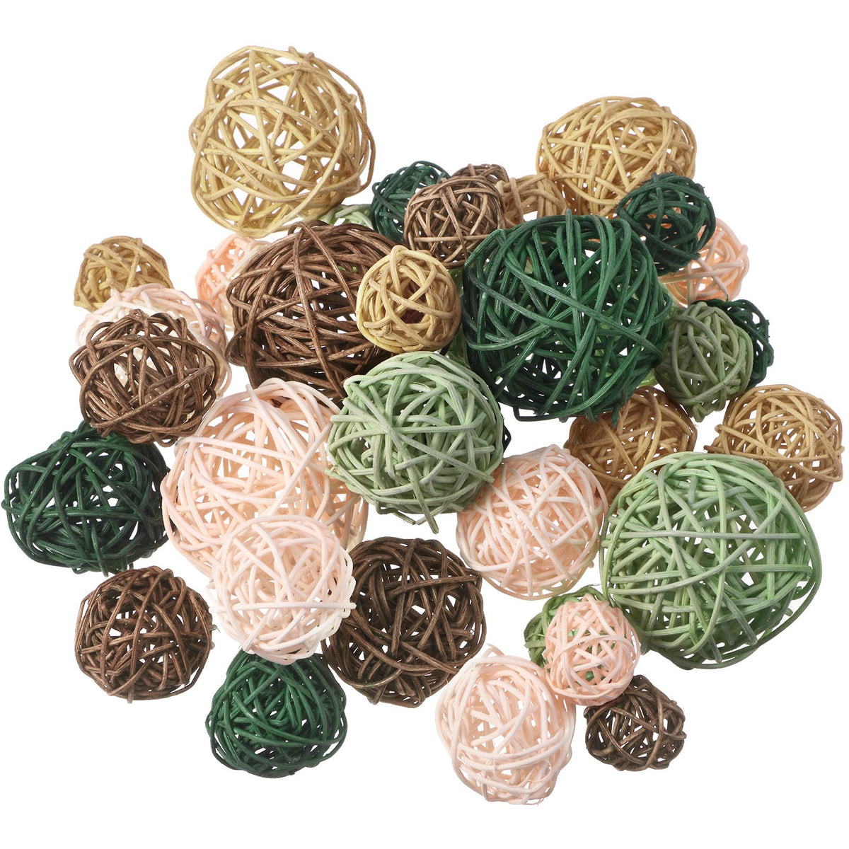 Patelai 72 Pcs Wicker Rattan Balls, Vase Bowl Fillers, Boho Neutral Set