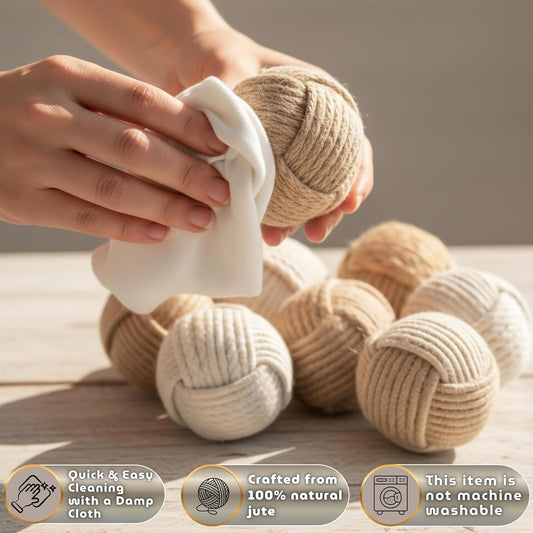8 Pcs Jute Rope Decorative Balls, Natural Cotton Knot Orbs for Bowl Filler, Rustic Coastal Farmhouse Decor, Wedding Centerpiece & Living Room Decoration (Dia - 2.3Inch)