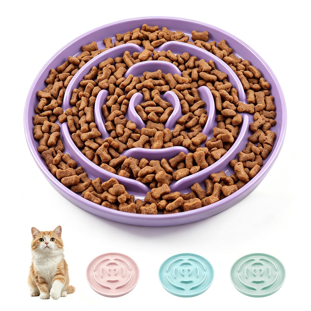 UPXDUMI 6.85'' Wide Shallow Whisker Friendly Slow Feeder Cat Bowl, Pink