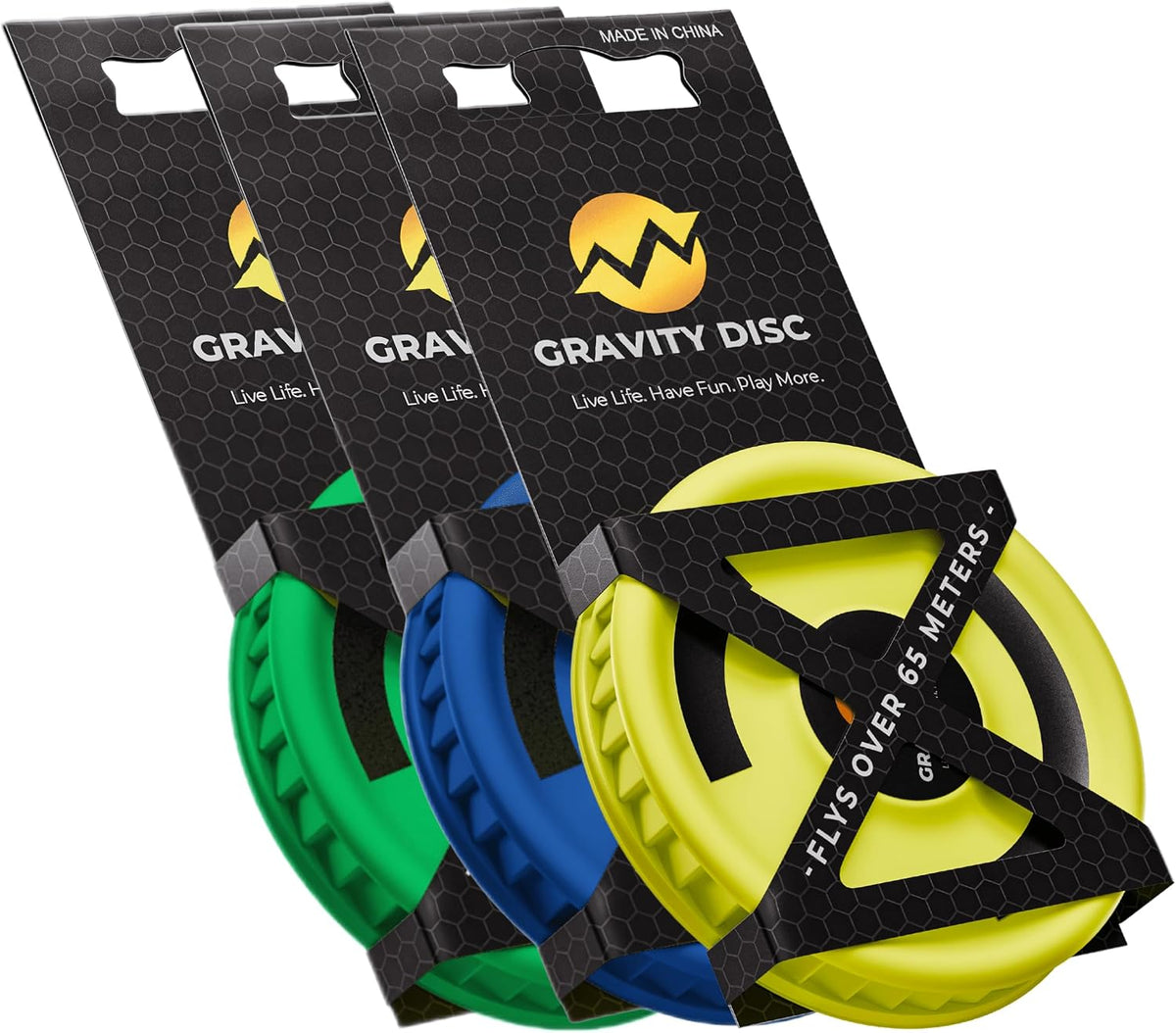 Gravity Disc Mini Frisbee - 3 Pack (Blue, Yellow, Green) Pocket Flying Discs - Disc Golf Accessories, Ultimate Frisbee, Trick Shots - Fun Outdoor Gifts for Camping, Travel, Yard Games